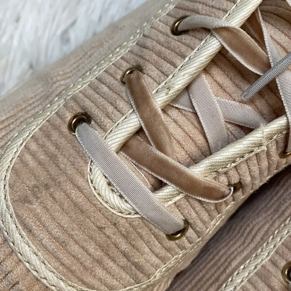 Toms Tan Carmel Corduroy Lace Up Sneakers Sz 10